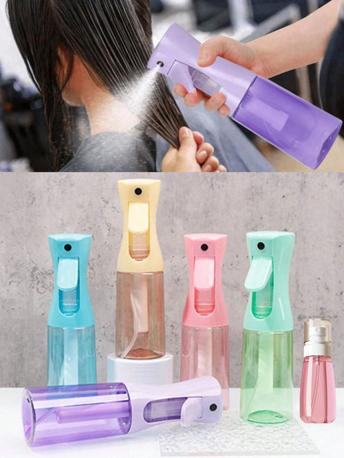 CHIGO 1pc Multi-Color Colored Coated High Pressure Continuous Spray Bottle, 10.1oz/300ml Ultra-Fine Water Mister, Alcohol Disinfection Sprayer, Pink Transparent Refillable Bottle For Curly Hair, Heatl