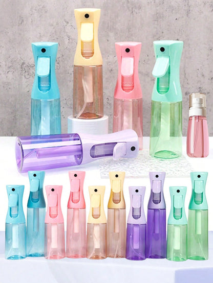 CHIGO 1pc Multi-Color Colored Coated High Pressure Continuous Spray Bottle, 10.1oz/300ml Ultra-Fine Water Mister, Alcohol Disinfection Sprayer, Pink Transparent Refillable Bottle For Curly Hair, Heatl