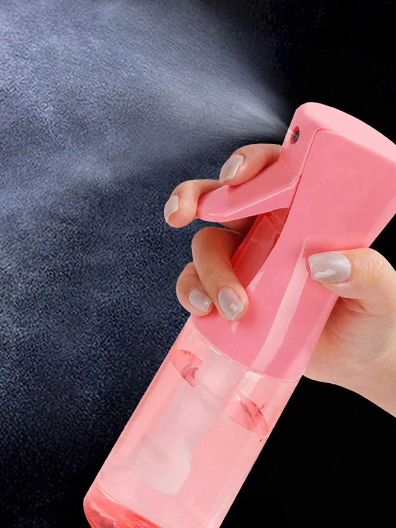 CHIGO 1pc Multi-Color Colored Coated High Pressure Continuous Spray Bottle, 10.1oz/300ml Ultra-Fine Water Mister, Alcohol Disinfection Sprayer, Pink Transparent Refillable Bottle For Curly Hair, Heatl