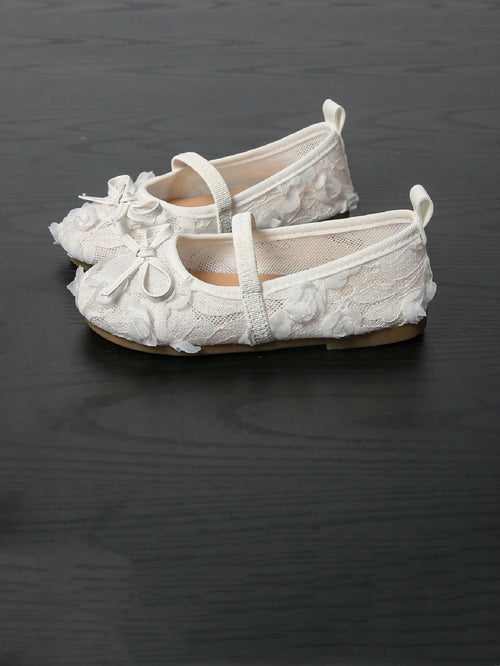 Children's Summer Fashion Lace Mesh Breathable Flat Bow Sandals For Girls