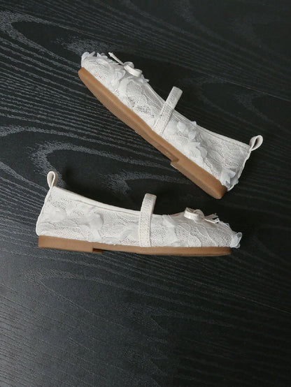 Children's Summer Fashion Lace Mesh Breathable Flat Bow Sandals For Girls