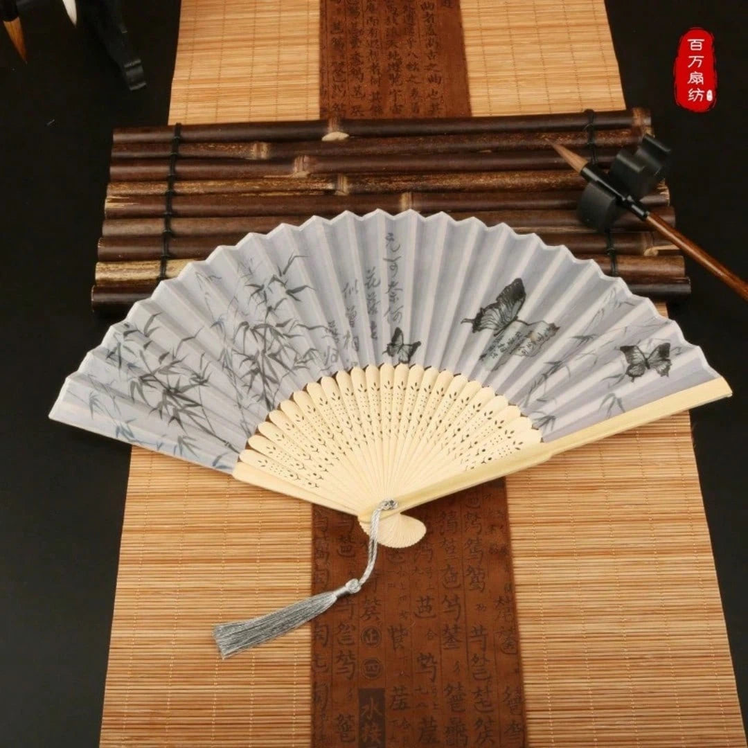Chinese Folding Fan, Antique Style Summer Hanfu Women's Cheongsam Dance Fan, Portable Photo Print Bohemian Fan