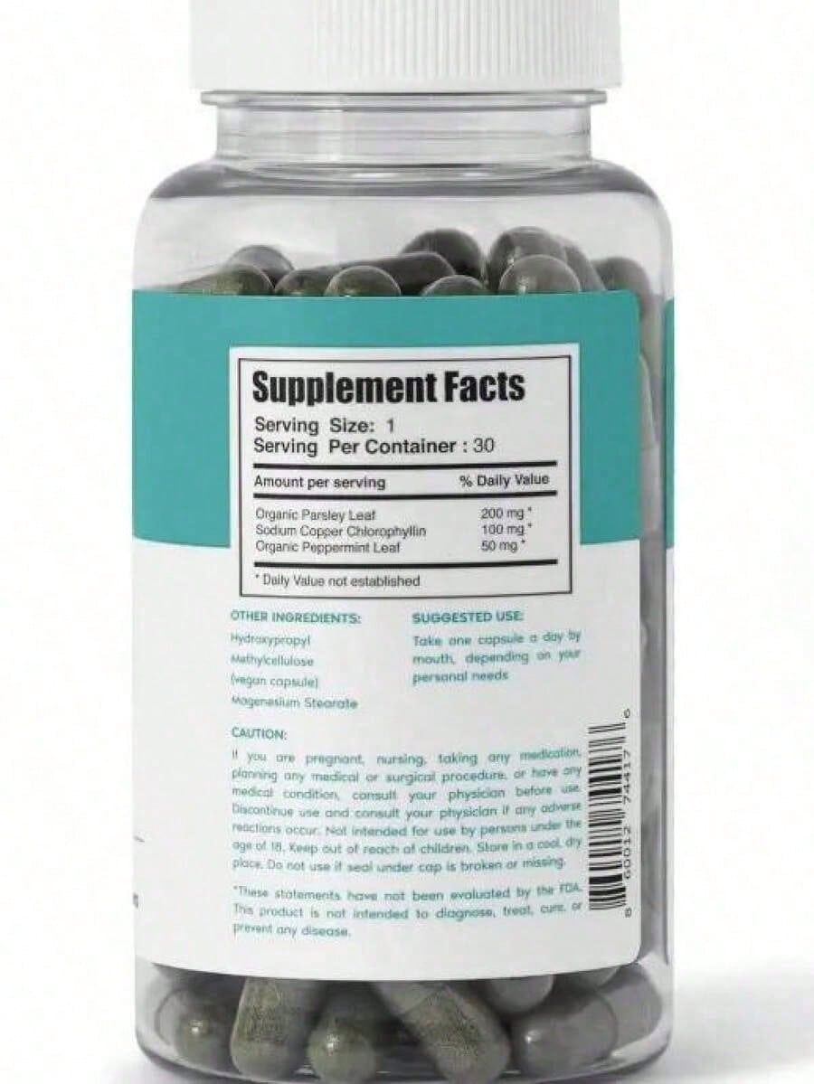 Chlorophyll Capsules- 30 Vegan Capsules For Detox, Digestion, Gut Health, Skin Support, And Oily Skin- Natural Energy Booster