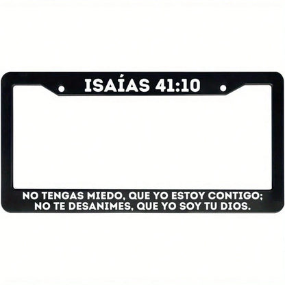 Christian License Plate Frame With Bible Verse, Spanish License Plate Holder (41:10, Single Piece), Essential Faith Accessory, Religious Car Decoration, Inspirational Design, Spanish Bible Artwork,Val
