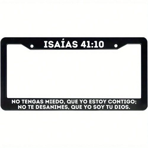Christian License Plate Frame With Bible Verse, Spanish License Plate Holder (41:10, Single Piece), Essential Faith Accessory, Religious Car Decoration, Inspirational Design, Spanish Bible Artwork,Val