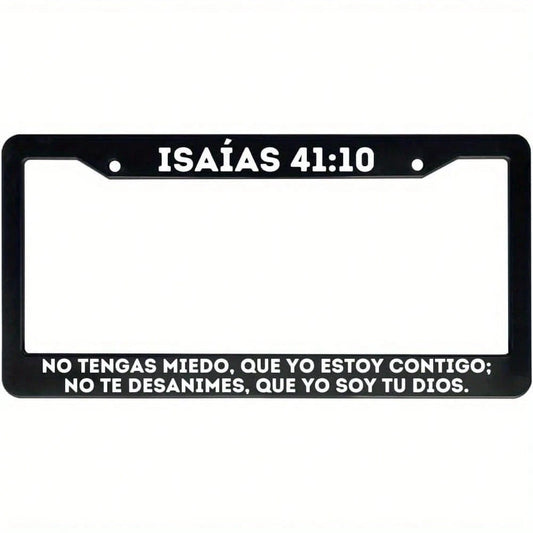 Christian License Plate Frame With Bible Verse, Spanish License Plate Holder (41:10, Single Piece), Essential Faith Accessory, Religious Car Decoration, Inspirational Design, Spanish Bible Artwork,Val