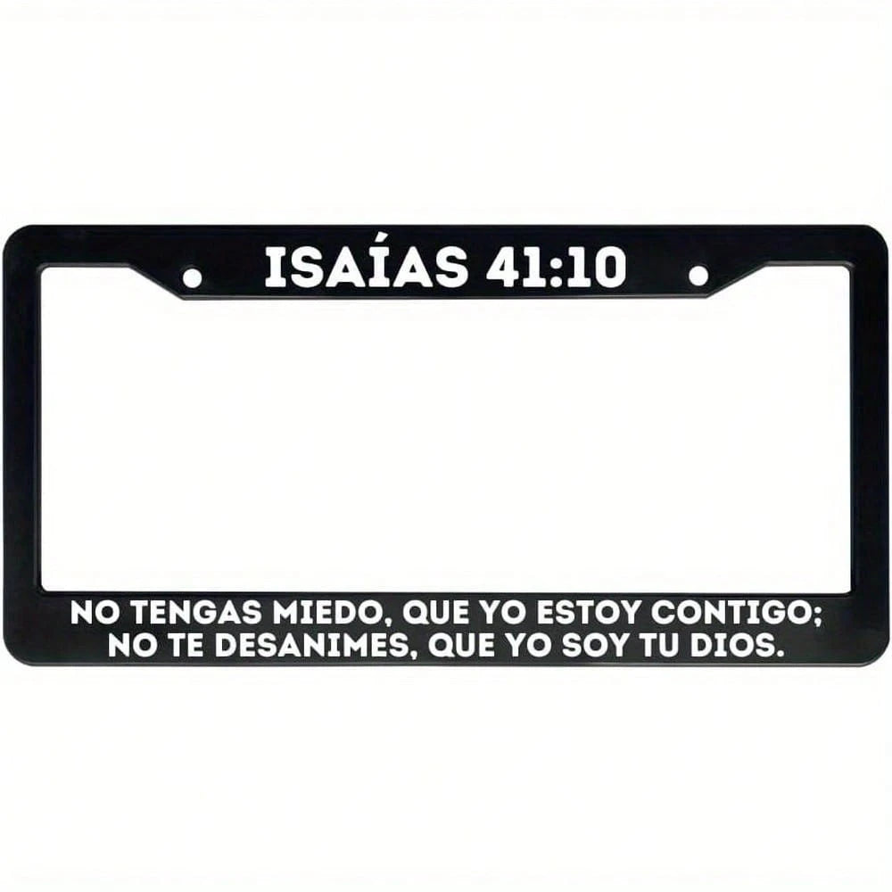 Christian License Plate Frame With Bible Verse, Spanish License Plate Holder (41:10, Single Piece), Essential Faith Accessory, Religious Car Decoration, Inspirational Design, Spanish Bible Artwork,Val