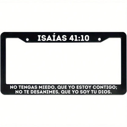 Christian License Plate Frame With Bible Verse, Spanish License Plate Holder (41:10, Single Piece), Essential Faith Accessory, Religious Car Decoration, Inspirational Design, Spanish Bible Artwork,Val
