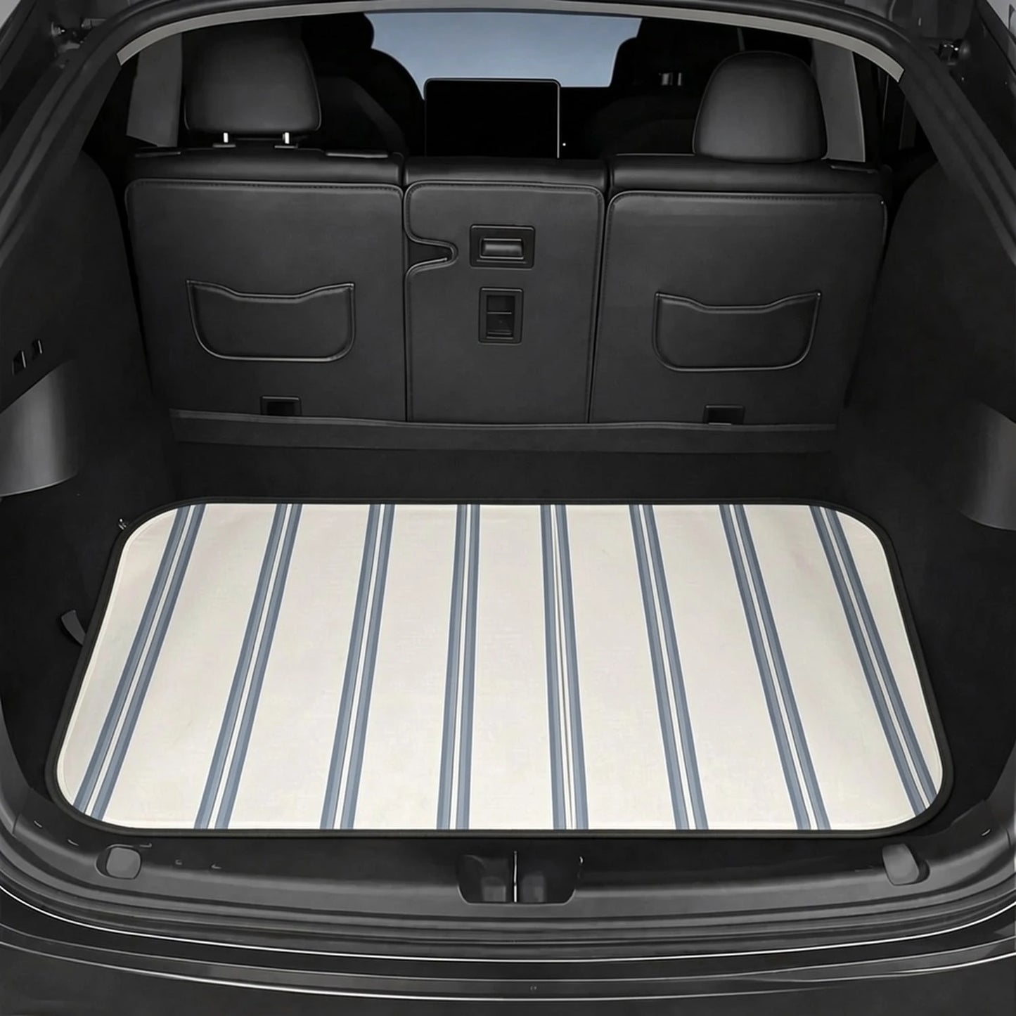 CKnight [Car Acessesories Trunk Mat]Designer Insideout Coastal Indoor Boho Stripe Modern Woven Chambray Blue