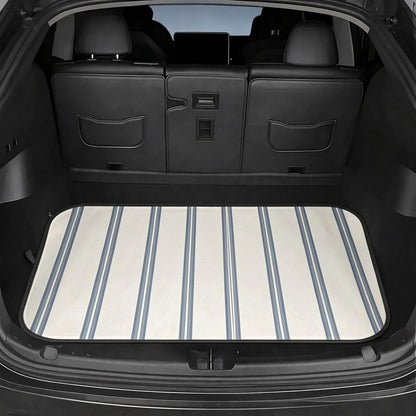 CKnight [Car Acessesories Trunk Mat]Designer Insideout Coastal Indoor Boho Stripe Modern Woven Chambray Blue
