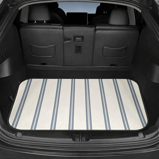 CKnight [Car Acessesories Trunk Mat]Designer Insideout Coastal Indoor Boho Stripe Modern Woven Chambray Blue