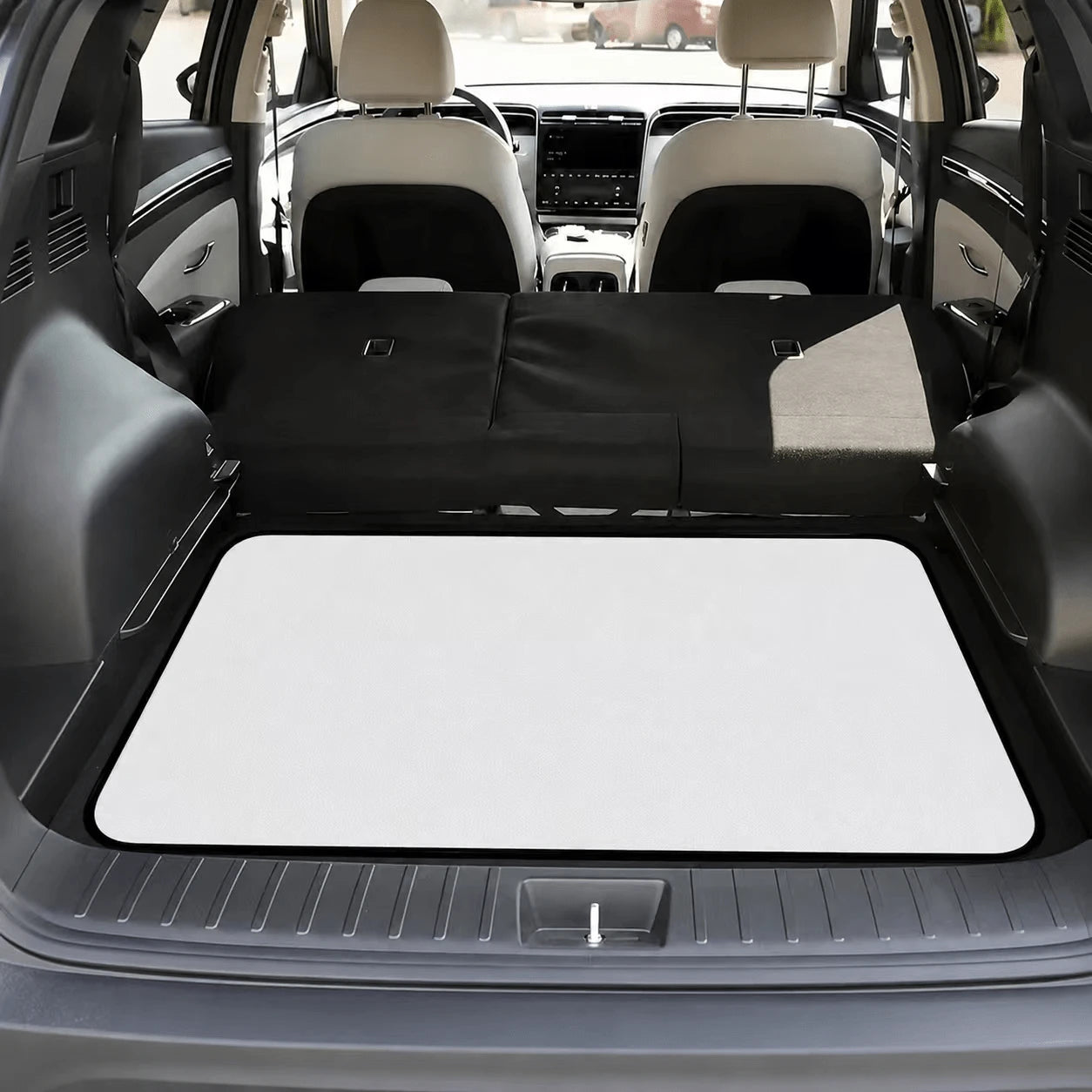 CKnight [Car Acessesories Trunk Mat]Designer Insideout Coastal Indoor Boho Stripe Modern Woven Chambray Blue