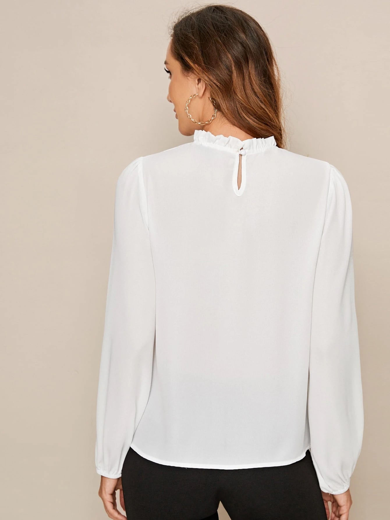 Clasi Frilled Neck Bishop Sleeve Top