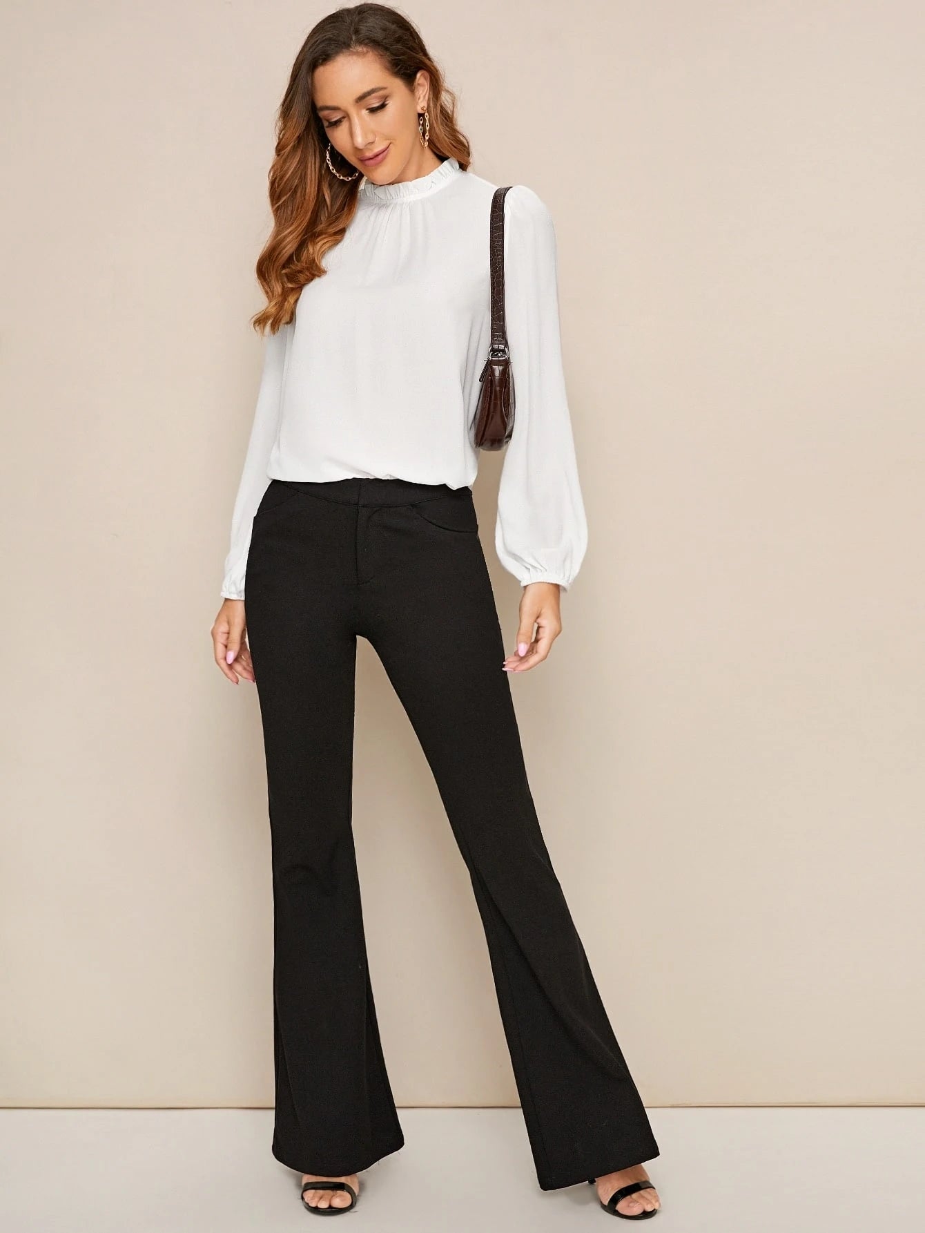 Clasi Frilled Neck Bishop Sleeve Top