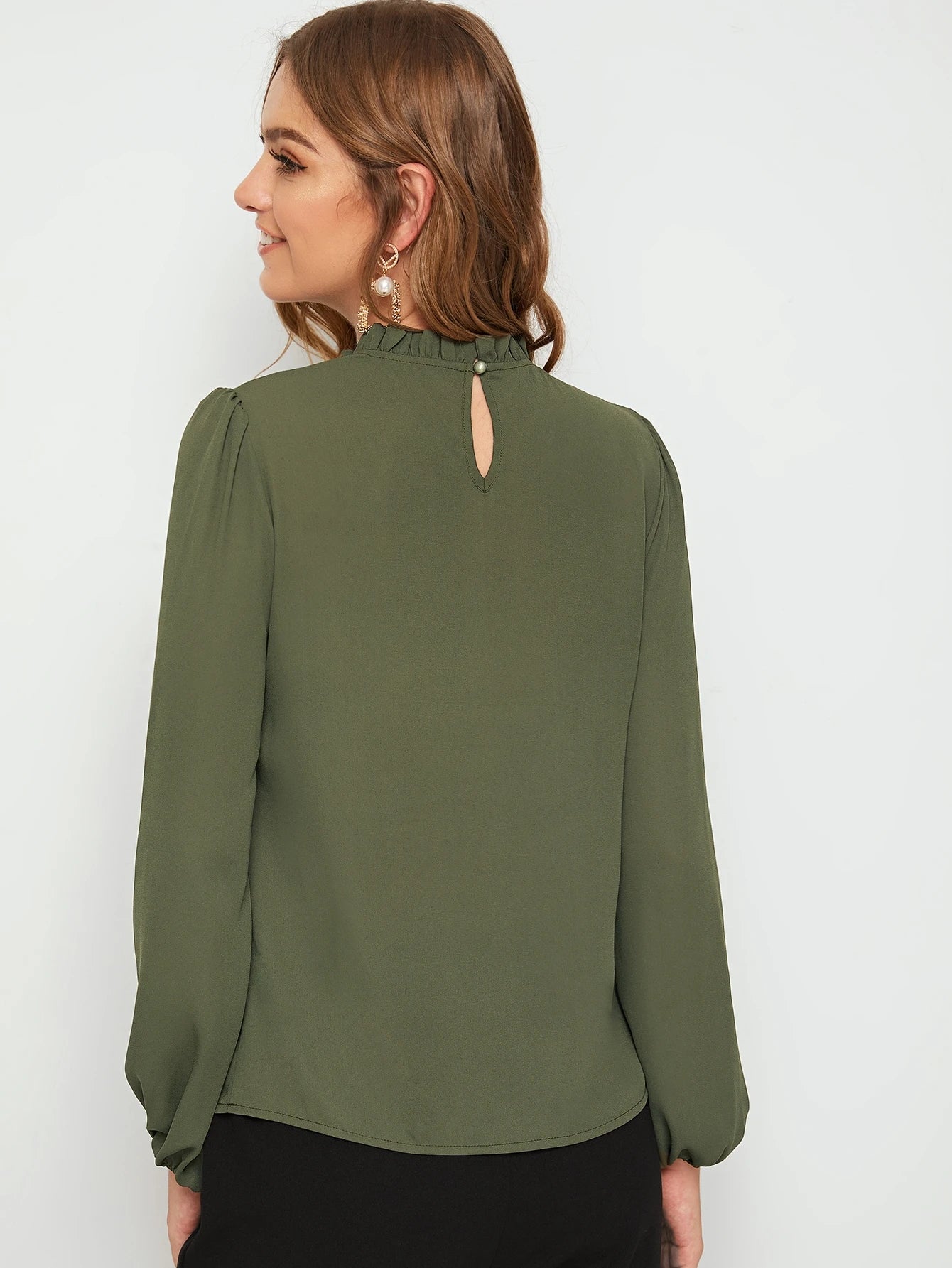 Clasi Frilled Neck Bishop Sleeve Top