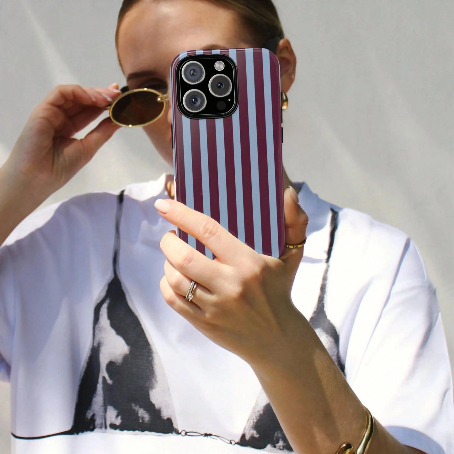 Classic Blue Striped College Style Phone Case Compatible With IPhone 17, 16, 15, 14, 13, 12, 11 Pro Max