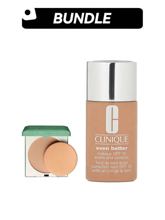 Clinique [Makeup Bundle]Stay-Matte Sheer Pressed Powder+Even Better Makeup 24 Linen SPF 15 CN 78 Nutty 0.35oz/10g+1oz/30ml