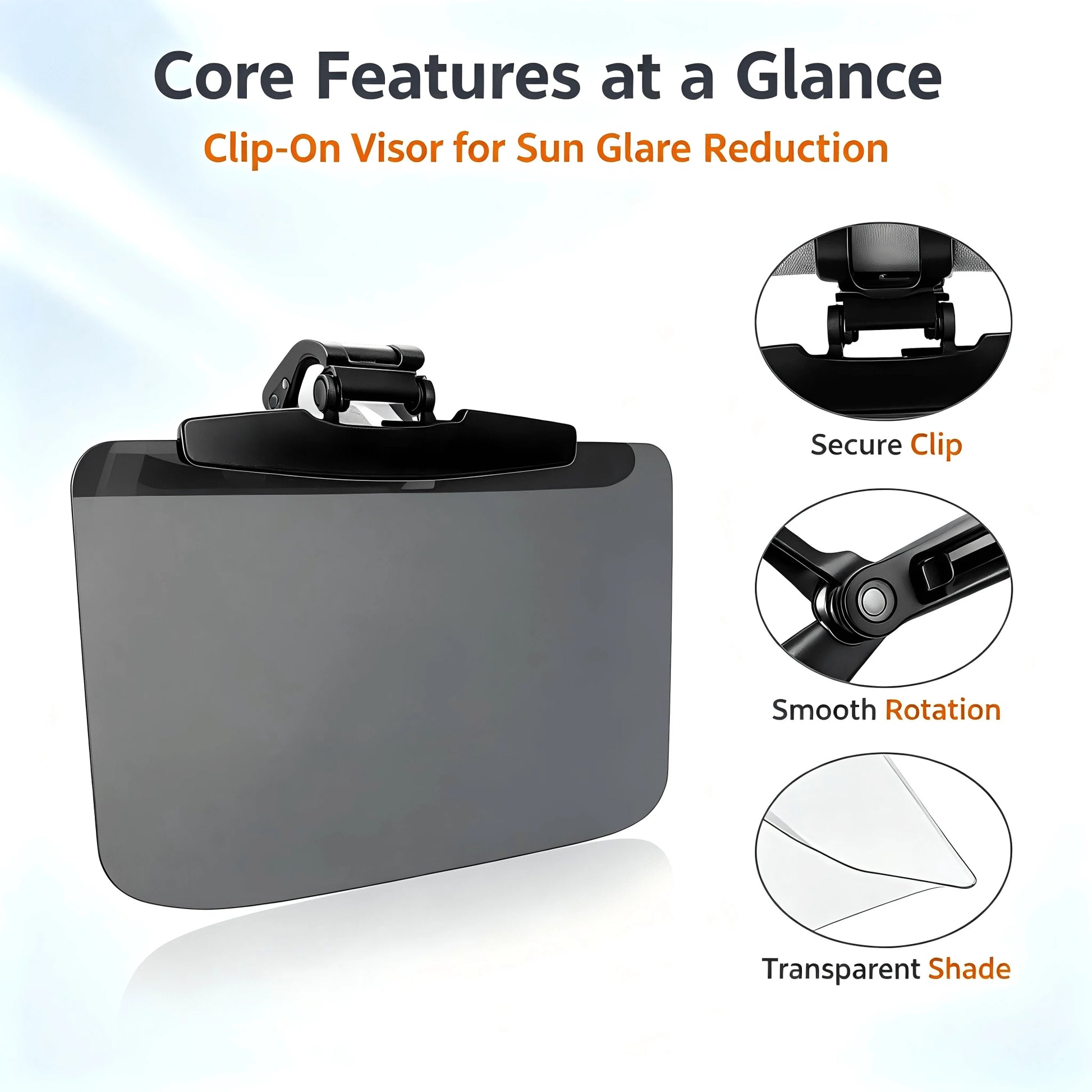 Clip‑On Polarized Car Sun Visor, Adjustable Anti‑Glare Driving Sun Shield, Day And Night Windshield Sun Blocker For Blocking Strong Sunlight And On‑Coming High‑Beam Headlights