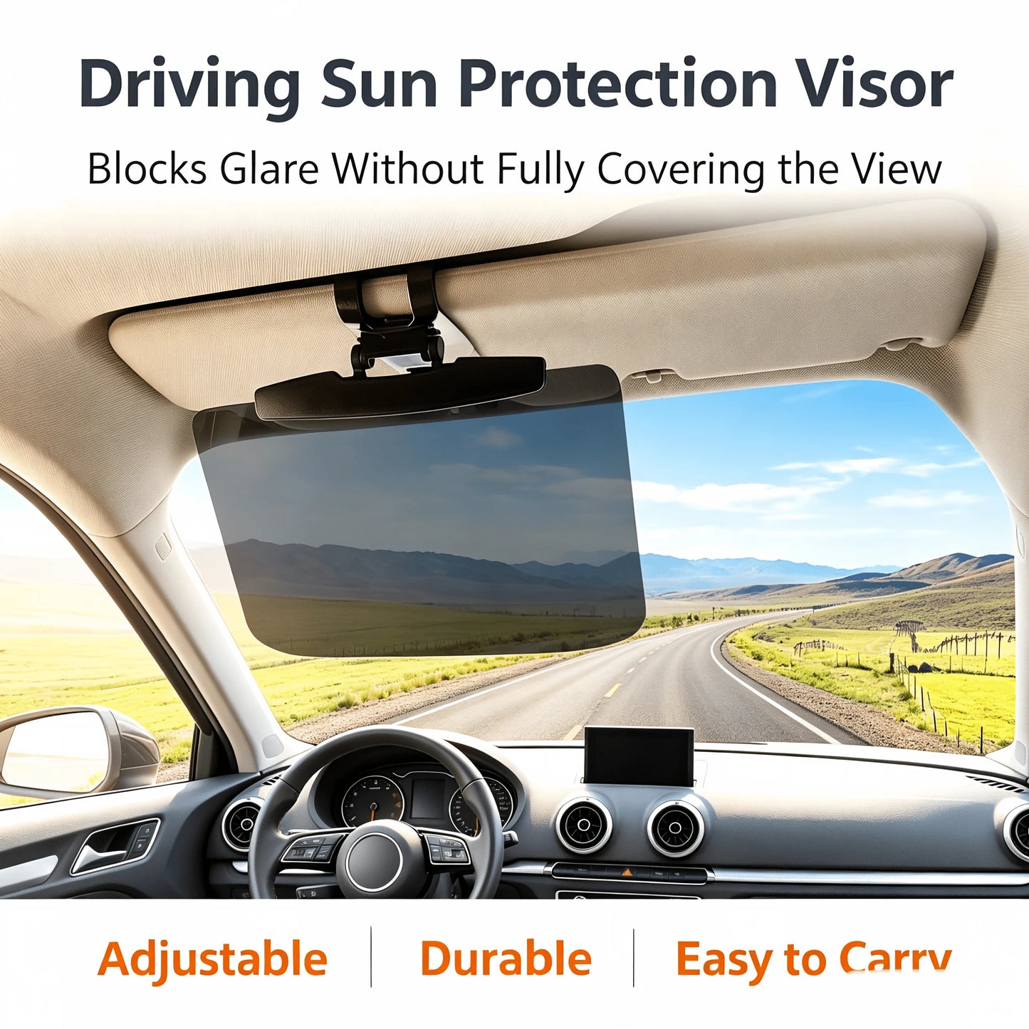 Clip‑On Polarized Car Sun Visor, Adjustable Anti‑Glare Driving Sun Shield, Day And Night Windshield Sun Blocker For Blocking Strong Sunlight And On‑Coming High‑Beam Headlights