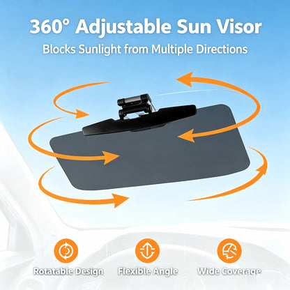 Clip‑On Polarized Car Sun Visor, Adjustable Anti‑Glare Driving Sun Shield, Day And Night Windshield Sun Blocker For Blocking Strong Sunlight And On‑Coming High‑Beam Headlights