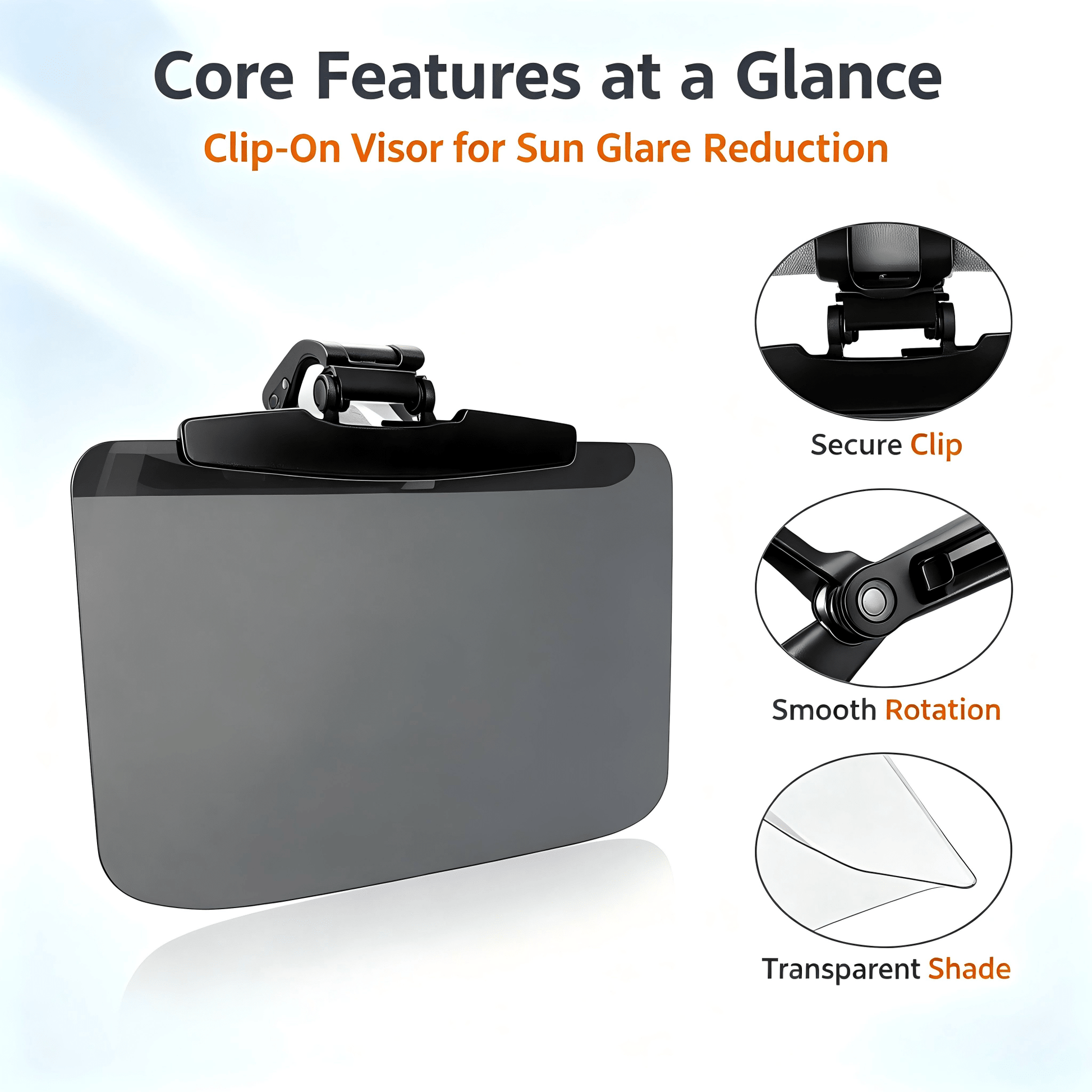Clip‑On Polarized Car Sun Visor, Adjustable Anti‑Glare Driving Sun Shield, Day And Night Windshield Sun Blocker For Blocking Strong Sunlight And On‑Coming High‑Beam Headlights