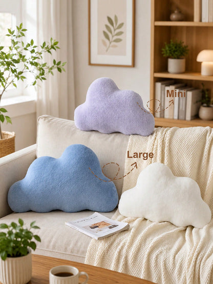 Cloud Shaped Throw Pillow, Soft Plush Decorative Cushion, Suitable For Sofa Bed, Cloud Shaped Room Decor Pillow, Fluffy Faux Rabbit Fur, Suitable For Living Room Bedroom