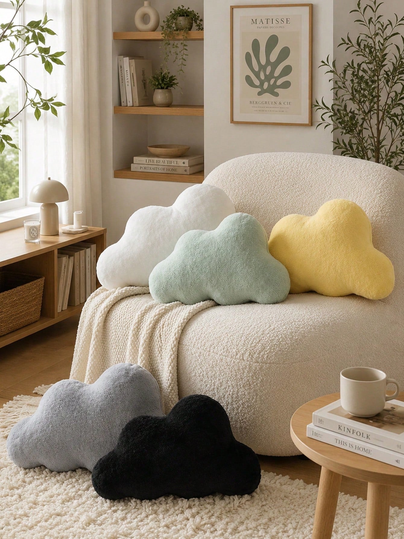 Cloud Shaped Throw Pillow, Soft Plush Decorative Cushion, Suitable For Sofa Bed, Cloud Shaped Room Decor Pillow, Fluffy Faux Rabbit Fur, Suitable For Living Room Bedroom