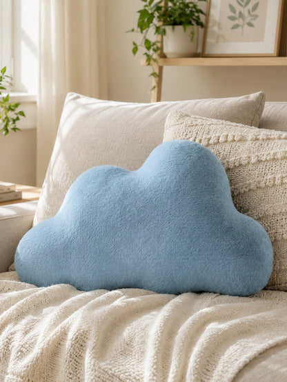 Cloud Shaped Throw Pillow, Soft Plush Decorative Cushion, Suitable For Sofa Bed, Cloud Shaped Room Decor Pillow, Fluffy Faux Rabbit Fur, Suitable For Living Room Bedroom
