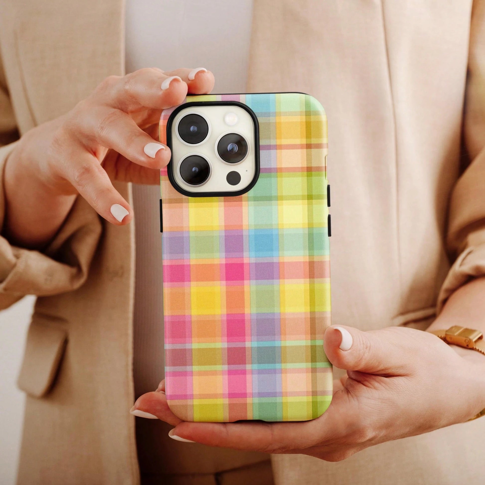 Colorful Checkerboard Pattern Phone Case Compatible With IPhone 16 Pro Max, 15 Pro, 14 Plus, 13 Pro Max, 12, 11