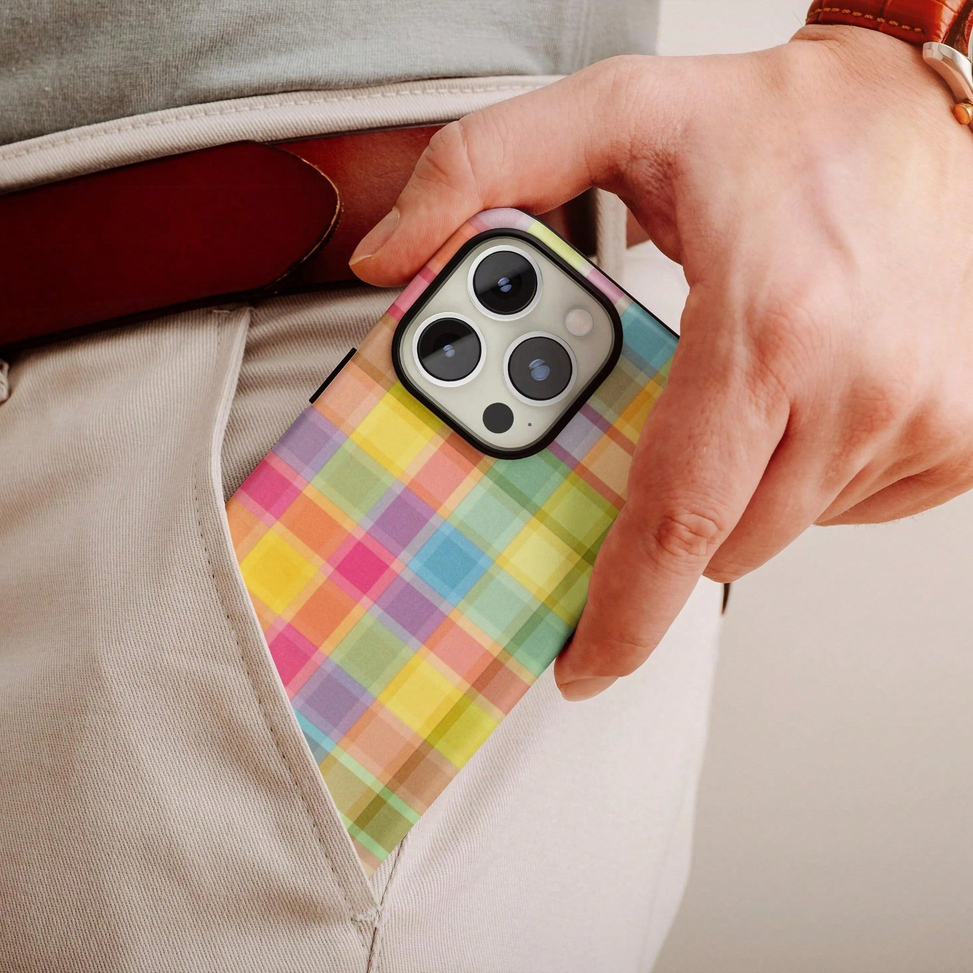 Colorful Checkerboard Pattern Phone Case Compatible With IPhone 16 Pro Max, 15 Pro, 14 Plus, 13 Pro Max, 12, 11