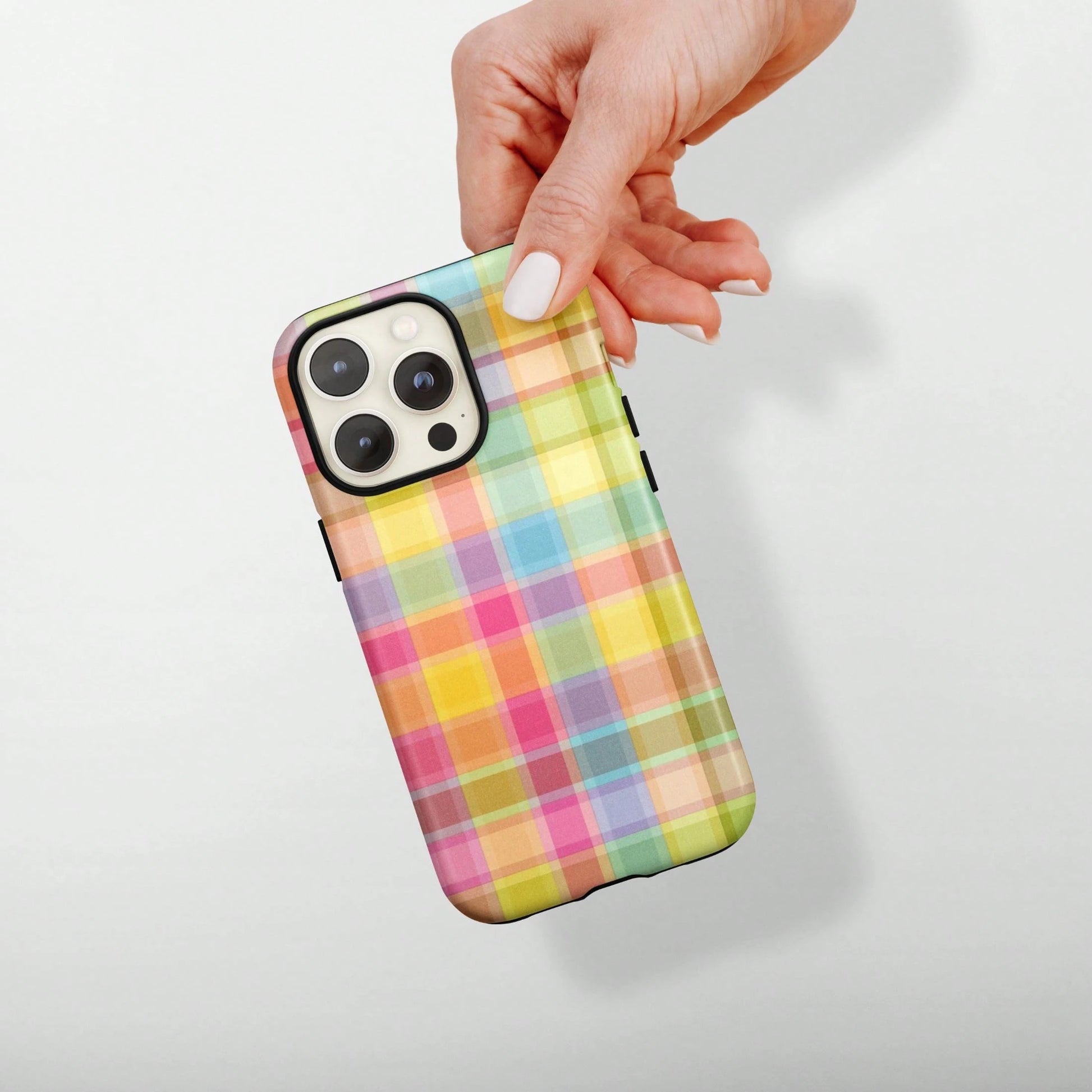 Colorful Checkerboard Pattern Phone Case Compatible With IPhone 16 Pro Max, 15 Pro, 14 Plus, 13 Pro Max, 12, 11