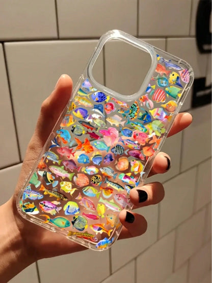 Colorful Fish-Themed Transparent TPU Phone Case With An Ocean Aesthetic. Compatible With IPhone 17, 17 Air, 17 Pro, 17 Pro Max, 16, 15, 14, 13, 12, 11, Pro, Max, X, XS, And Plus. It's A Thoughtful Bir