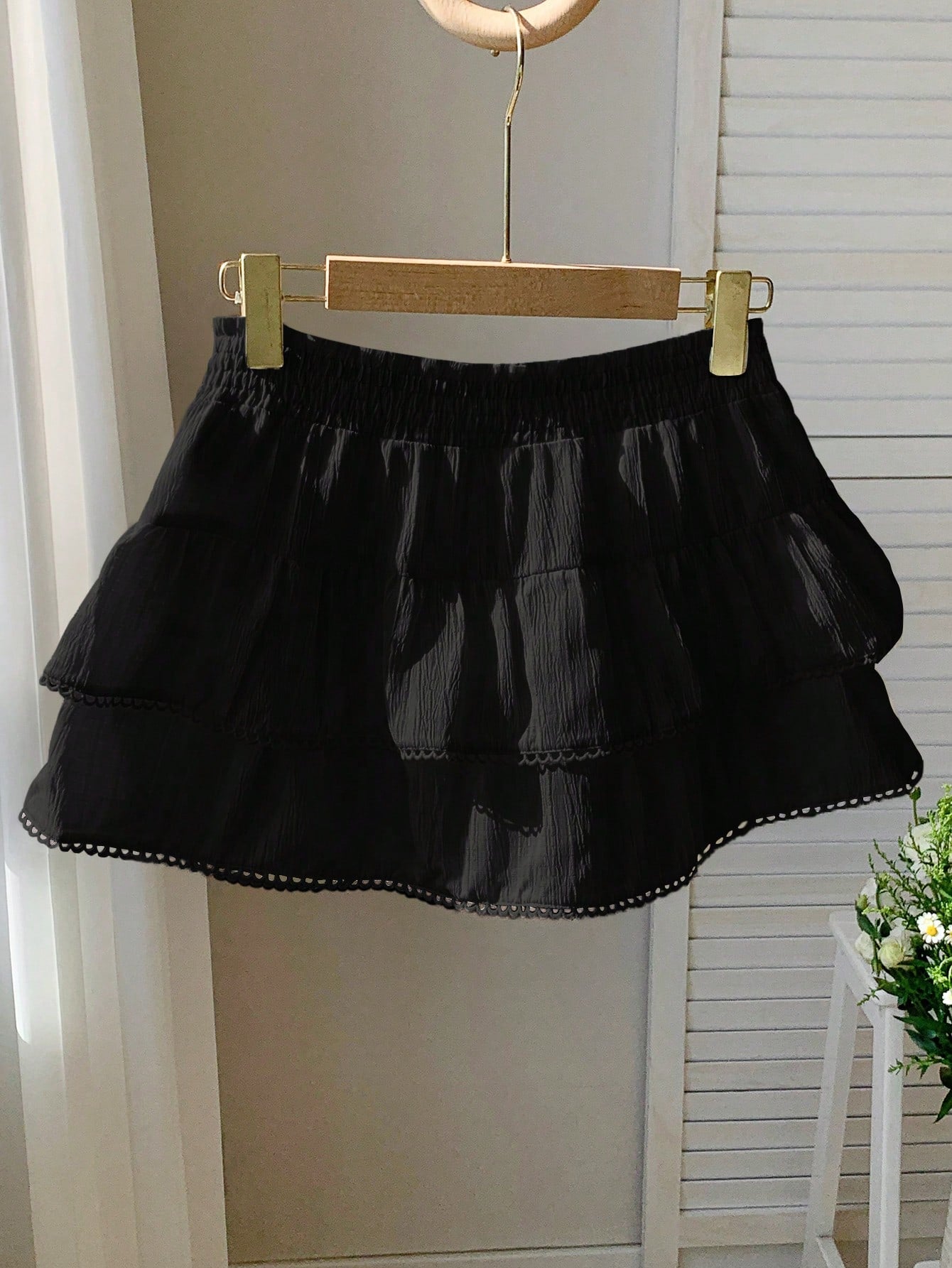 Comfortcana Regular Black Weave Patchwork Lace Casual Women Skirt Skirts For Women Summer Cute Skirts For Women