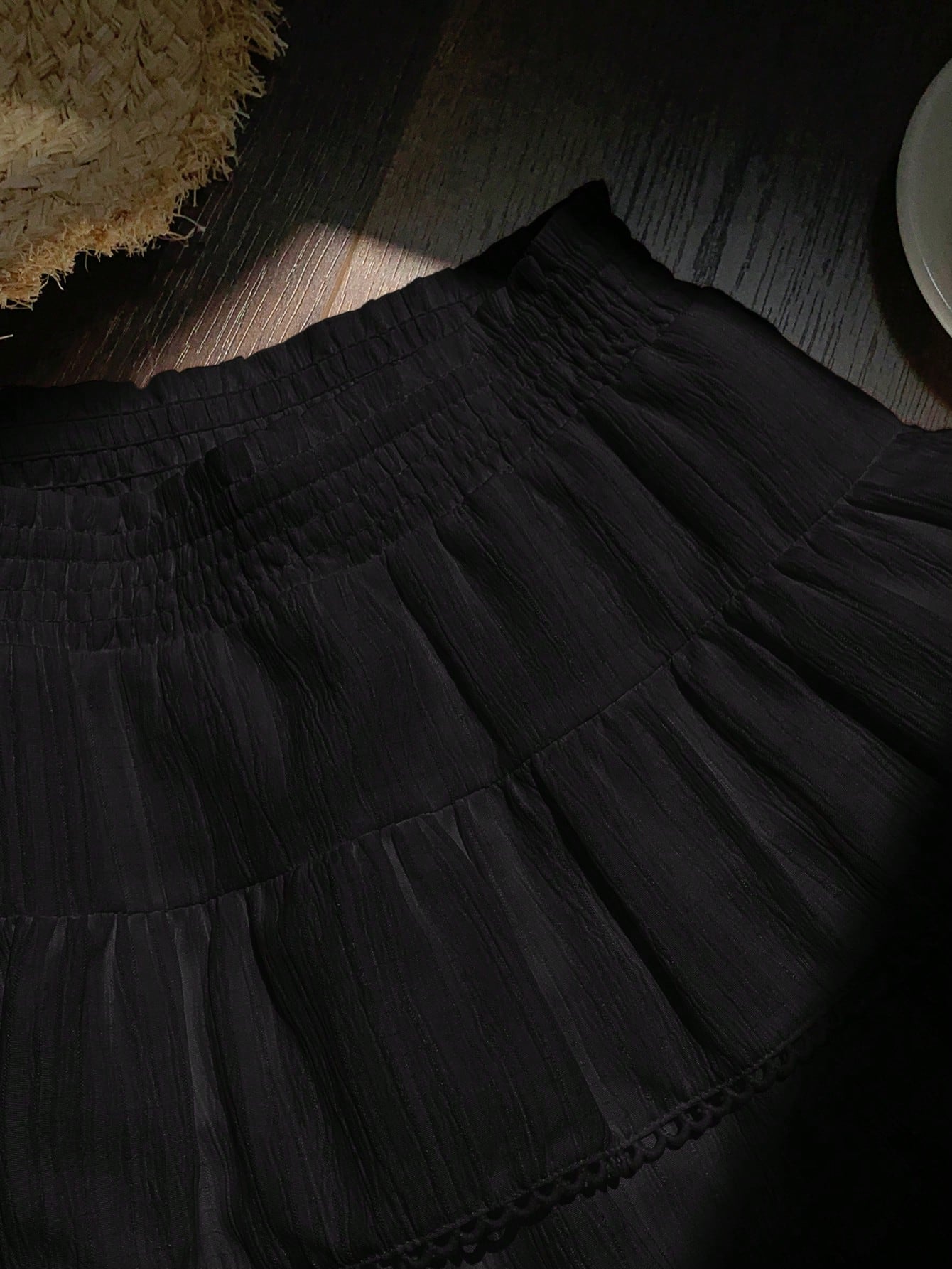 Comfortcana Regular Black Weave Patchwork Lace Casual Women Skirt Skirts For Women Summer Cute Skirts For Women