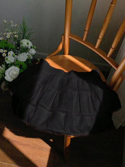Comfortcana Regular Black Weave Patchwork Lace Casual Women Skirt Skirts For Women Summer Cute Skirts For Women