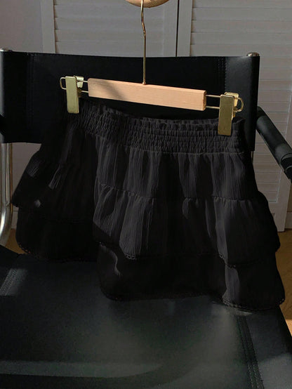 Comfortcana Regular Black Weave Patchwork Lace Casual Women Skirt Skirts For Women Summer Cute Skirts For Women