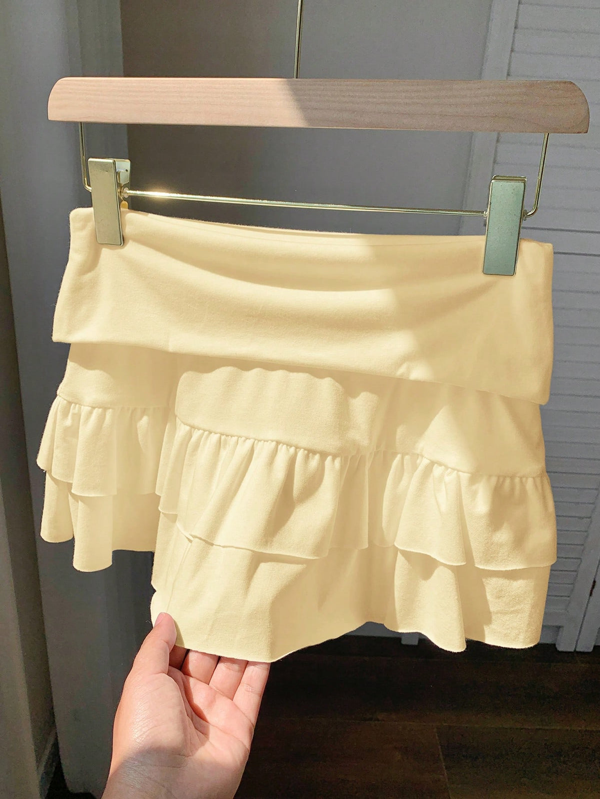 Comfortcana Solid Summer Blayklee Mini Short Skirt,Butter Yellow