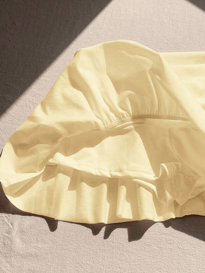 Comfortcana Solid Summer Blayklee Mini Short Skirt,Butter Yellow