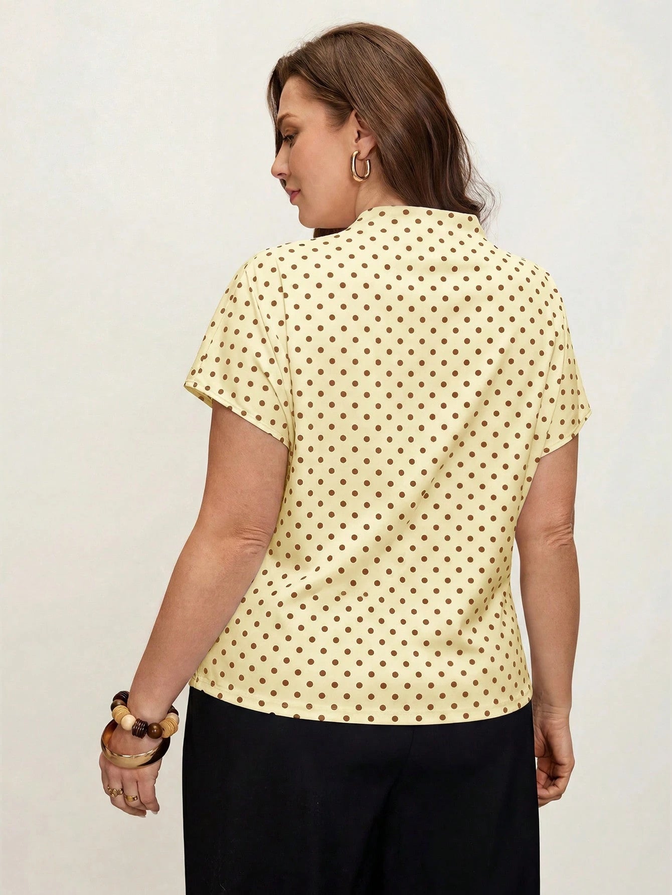 Comfylo 3D Cut Pleated Slim Fit Plus Size Women's Yellow Print T-Shirt Party Summer Elegant