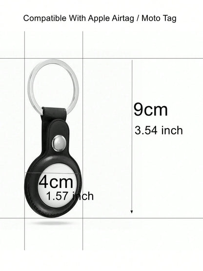 Compatible With Apple Airtag Holder, PU Leather Airtag Keychain Case Cover, 360° Sturdy Protection Airtag Keychain Holder, Air Tag Key Chain, Compatible With Motoral Moto Tag Case, Protective Case Cov