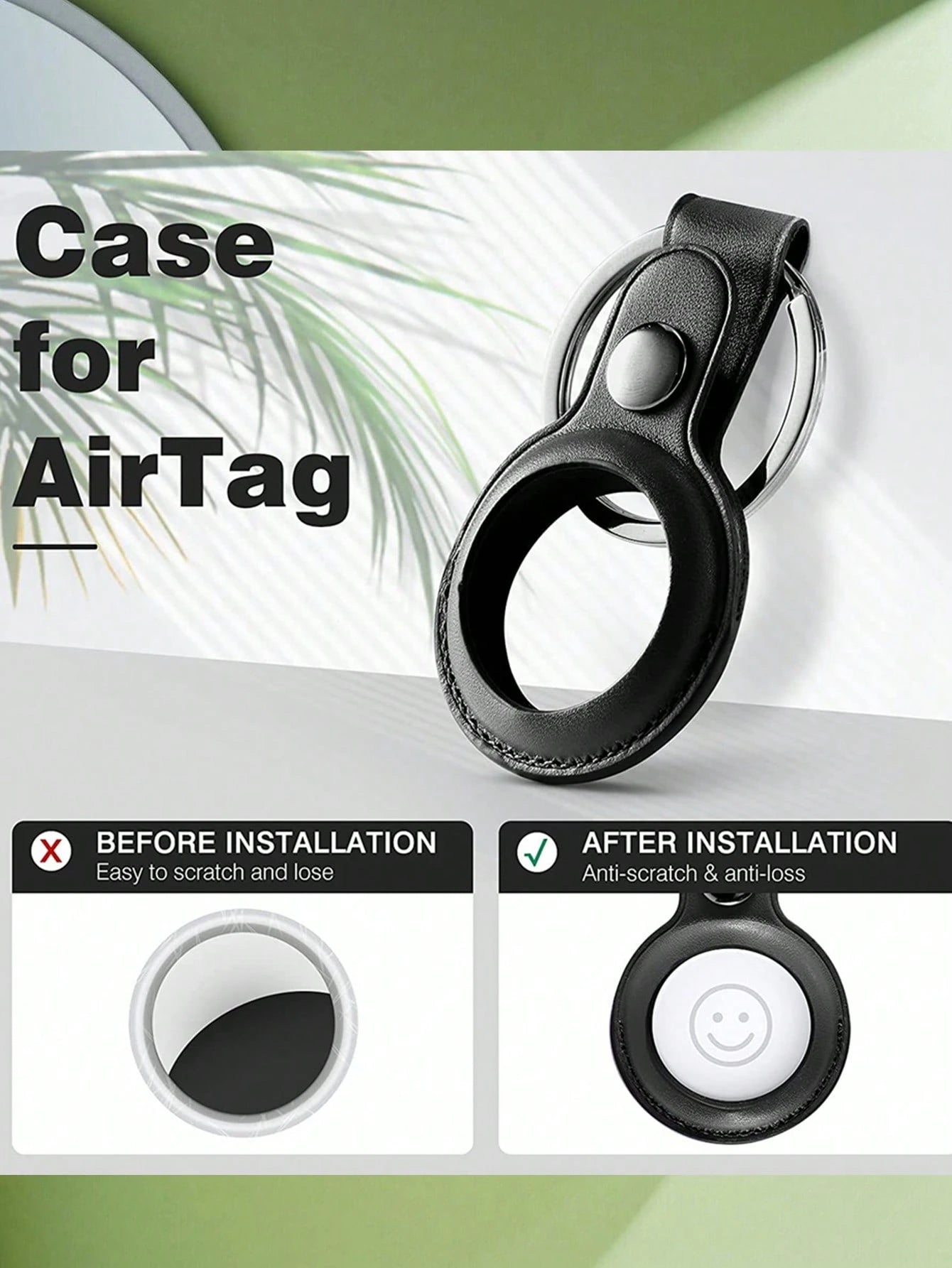 Compatible With Apple Airtag Holder, PU Leather Airtag Keychain Case Cover, 360° Sturdy Protection Airtag Keychain Holder, Air Tag Key Chain, Compatible With Motoral Moto Tag Case, Protective Case Cov