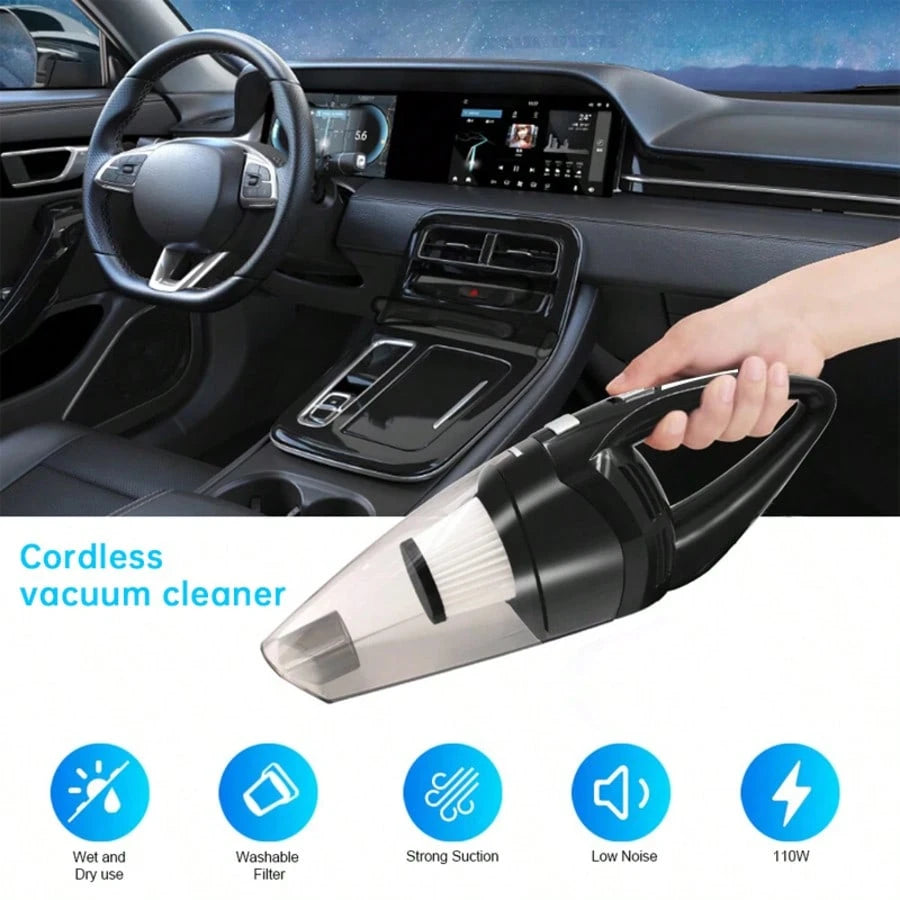Cordless Vacuum Cleaner, Portable Car Vacuum Cleaner,Long Battery Life, And Comes With 5 Accessories. It Features A Type-C Charging Port, Making It Suitable For Cars, RVs, Living Rooms, Kitchens, Bedr