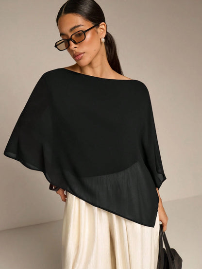 COSMINA Solid Color Casual Versatile Daily Shirt, Asymmetrical Hem Summer Sun Protection, Shawl Collar Women's Matching