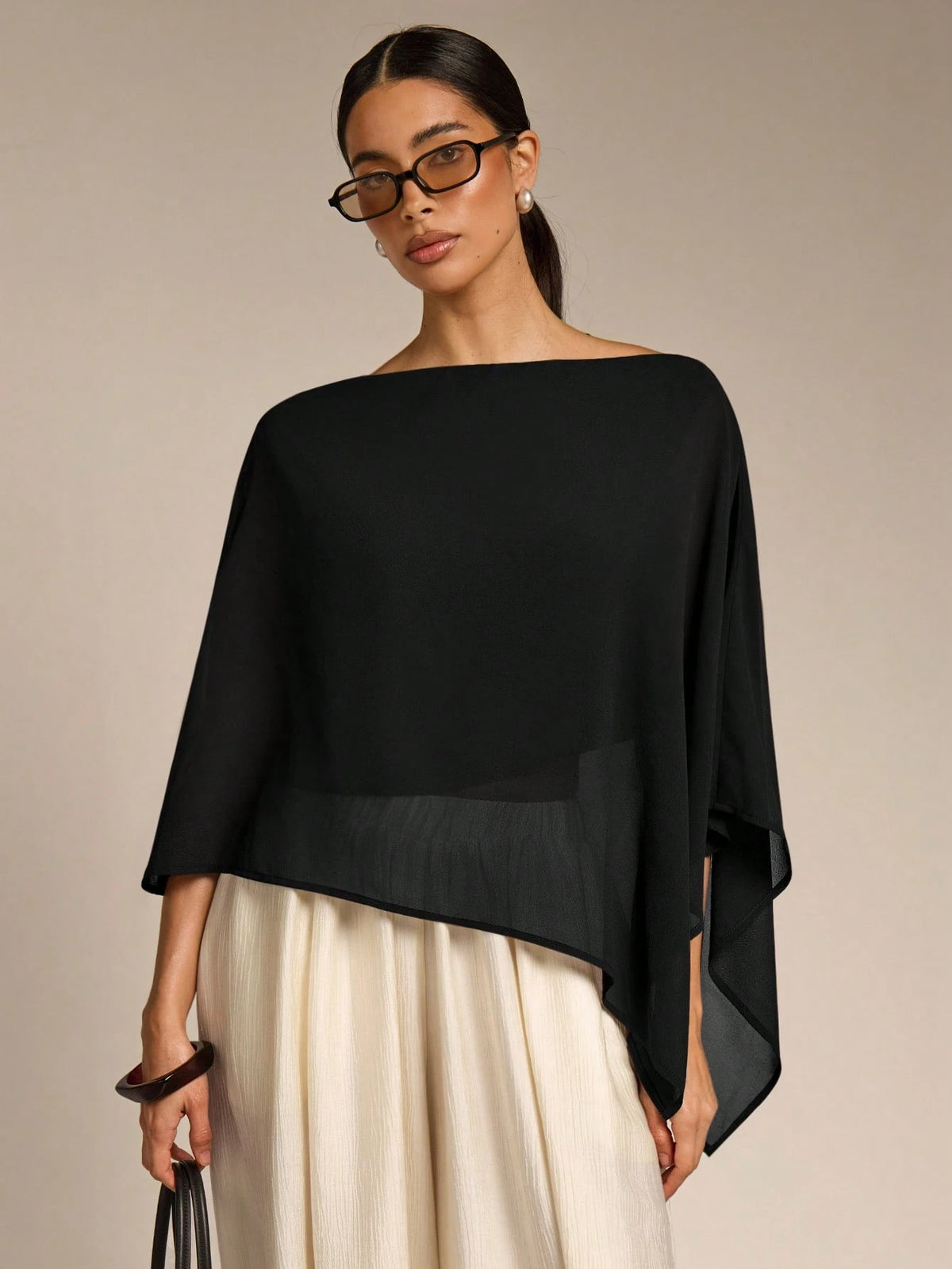 COSMINA Solid Color Casual Versatile Daily Shirt, Asymmetrical Hem Summer Sun Protection, Shawl Collar Women's Matching