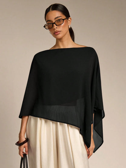 COSMINA Solid Color Casual Versatile Daily Shirt, Asymmetrical Hem Summer Sun Protection, Shawl Collar Women's Matching