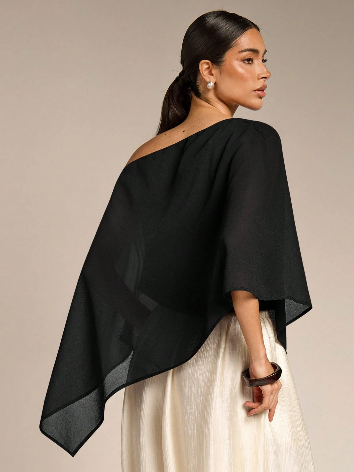 COSMINA Solid Color Casual Versatile Daily Shirt, Asymmetrical Hem Summer Sun Protection, Shawl Collar Women's Matching