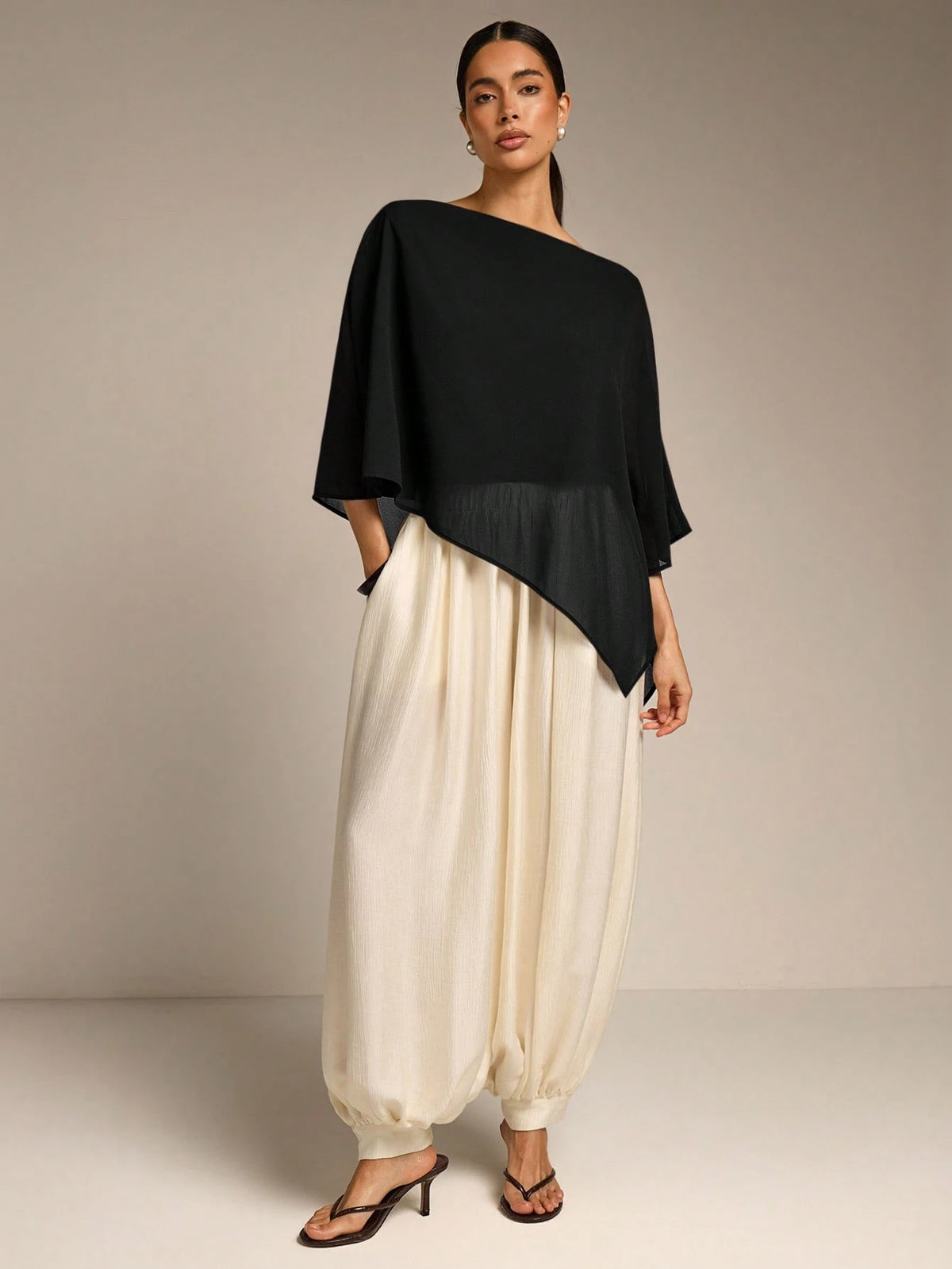 COSMINA Solid Color Casual Versatile Daily Shirt, Asymmetrical Hem Summer Sun Protection, Shawl Collar Women's Matching