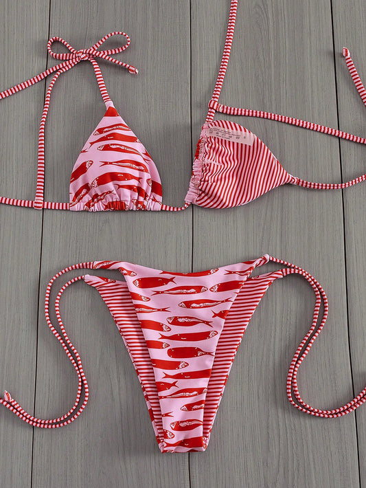 Costavie Fashionable & Sweet Shoulder-Tie Side Bow Knot Wireless Removable Padded Sexy Women Bikini Swimwear 2-Piece Set