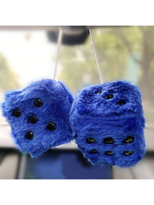 Couple Fuzzy Dice With Leather Dots Retro Car Mirror Hanging Accessories For Car Decoration