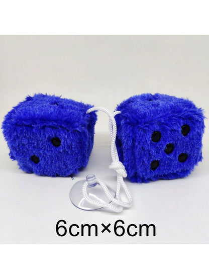 Couple Fuzzy Dice With Leather Dots Retro Car Mirror Hanging Accessories For Car Decoration